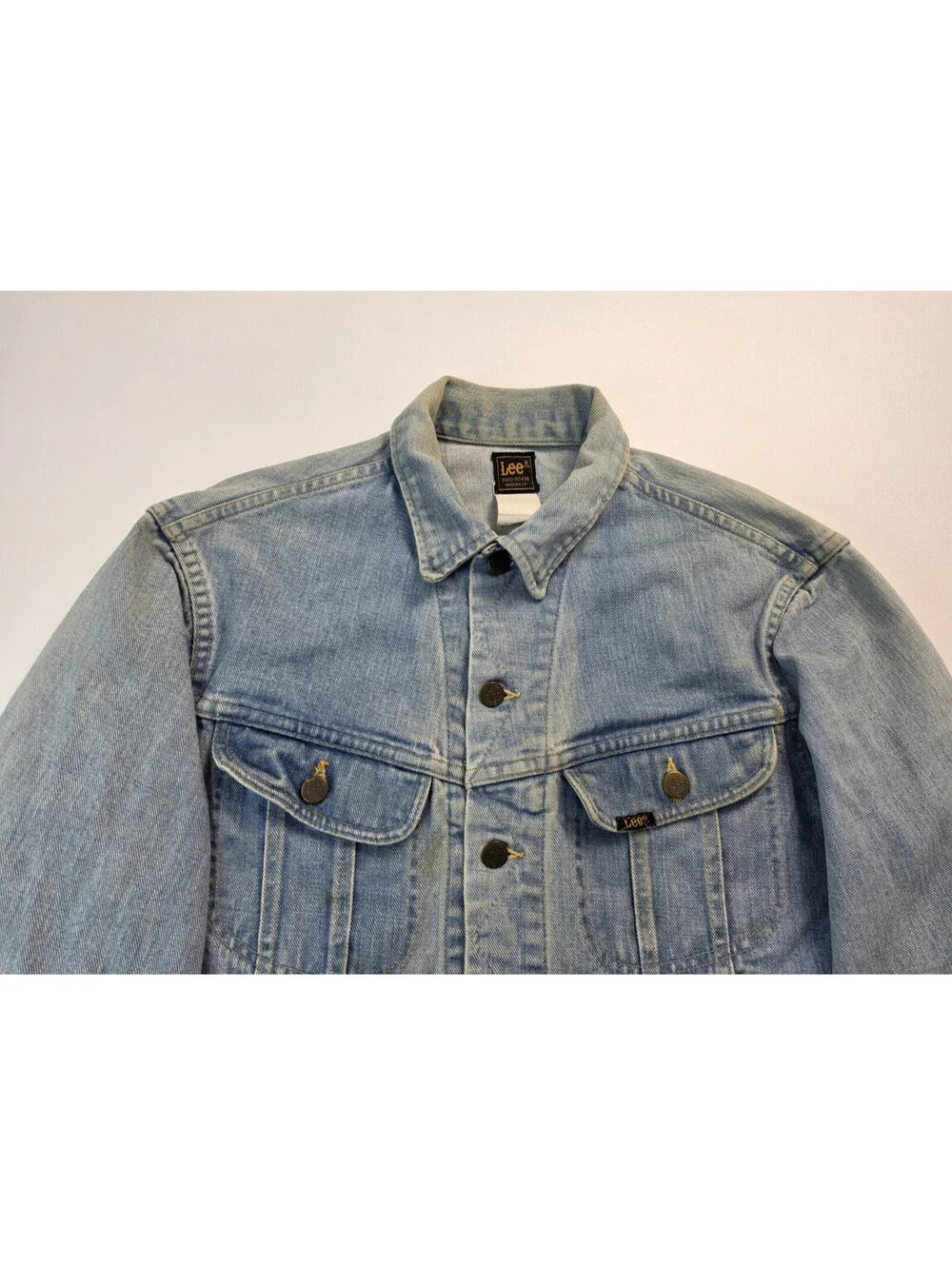 Lee 220J Vintage 70s 80s Blue Denim Jacket Mens Size Medium M